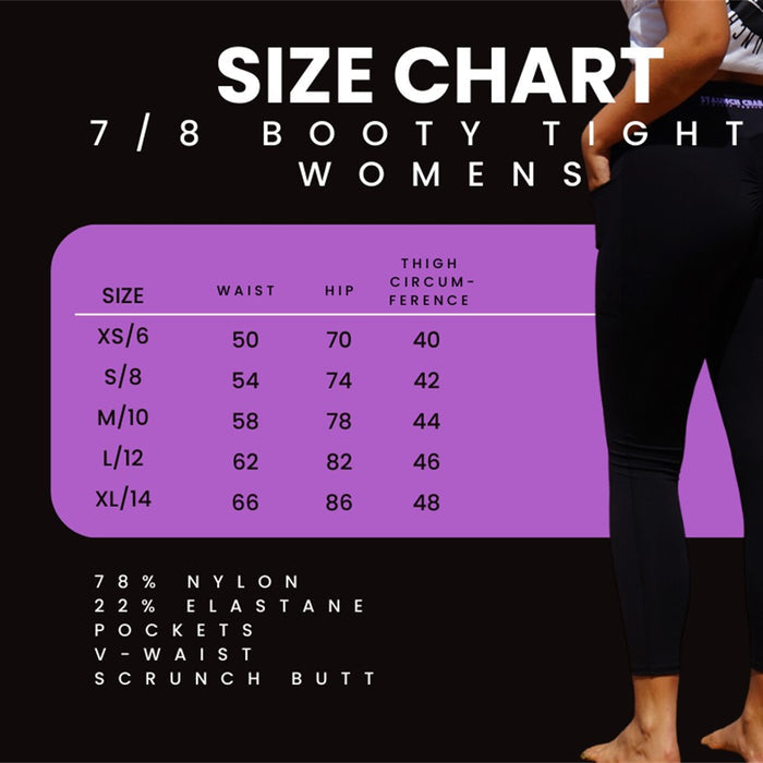 STAUNCH CRAB WOMENS SCRUNCH BUTT TIGHTS 7/8 WITH POCKETS [SZ:X-SMALL]