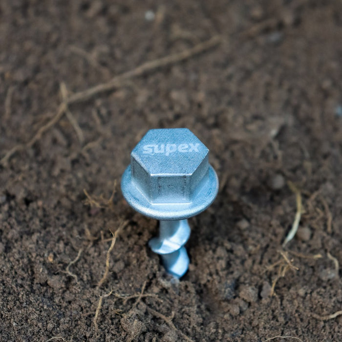 SUPEX MEDIUM ALLOY SCREW IN PEGS 4 PACK WITH GUY ROPE CLIP