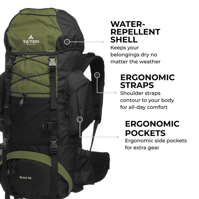 TETON SCOUT 55L BACKPACK [CLR:OLIVE]