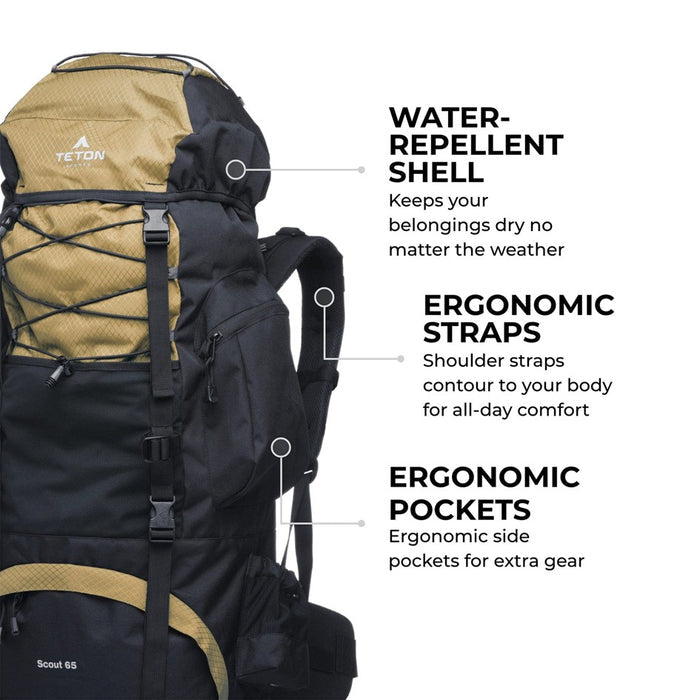 TETON SCOUT 65L BACKPACK BLACK [CLR:BLACK]
