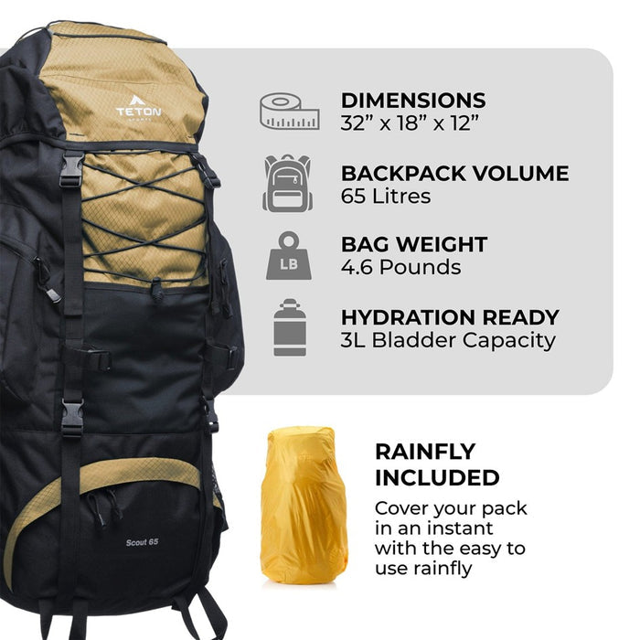 TETON SCOUT 65L BACKPACK BLACK [CLR:BLACK]