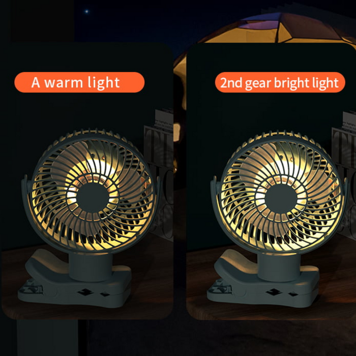 TRA WHITE USB PORTABLE CAMPING FAN WITH LED LIGHT AND REMOTE CONTROL