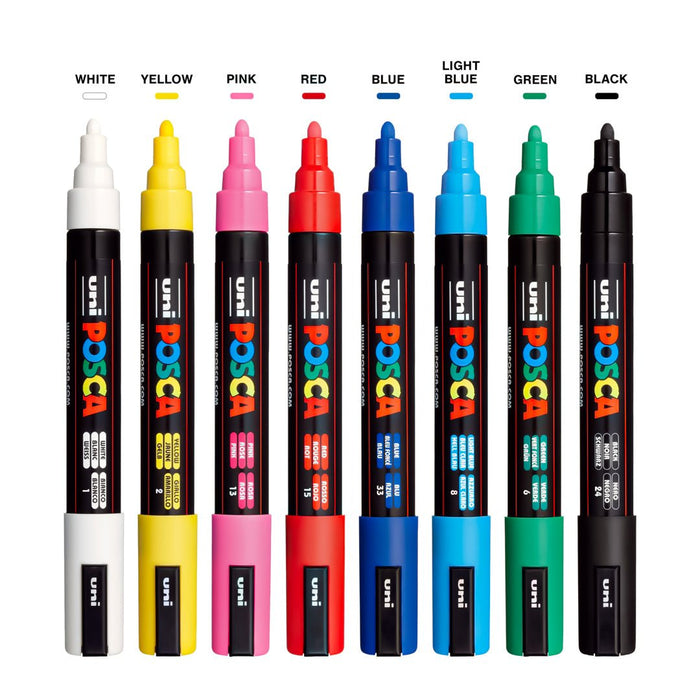 Uni-Ball Posca Water-Based Paint Marker (All Kinds of surface) - PC-3M 0.9-1.3MM - SCOOBOO - PC-3M 8U - Glass Paints & Markers