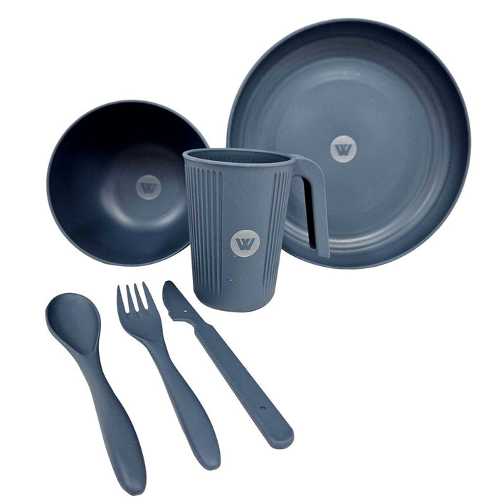 WILDTRAK 6 PIECE DINNER SET WHEAT STRAW IN NET BAG