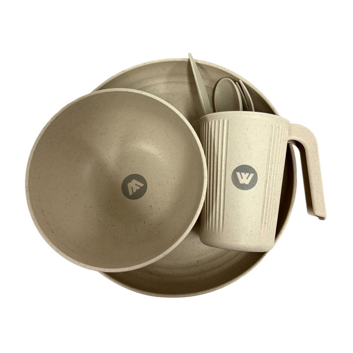 WILDTRAK 6 PIECE DINNER SET WHEAT STRAW IN NET BAG