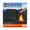 WILDTRAK CAST IRON GRIDDLE WITH WOOD FOLDING HANDLE