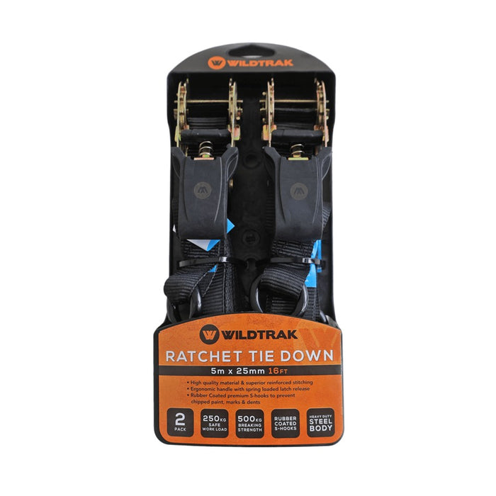 WILDTRAK RATCHET TIE DOWN STRAP 2PCE 500X2.5CM