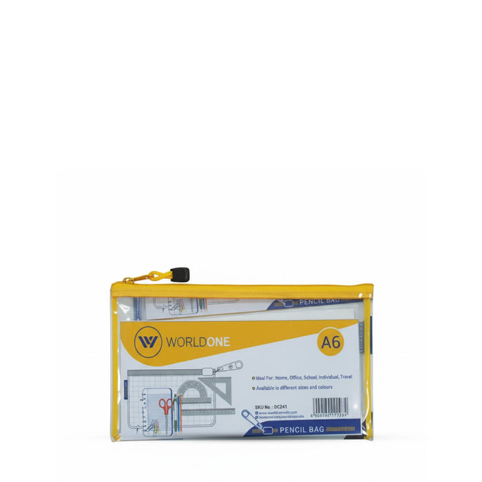 Worldone Multicolor Transparent Pencil Pouch with Zipper