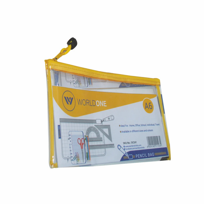 Worldone Multicolor Transparent Pencil Pouch with Zipper