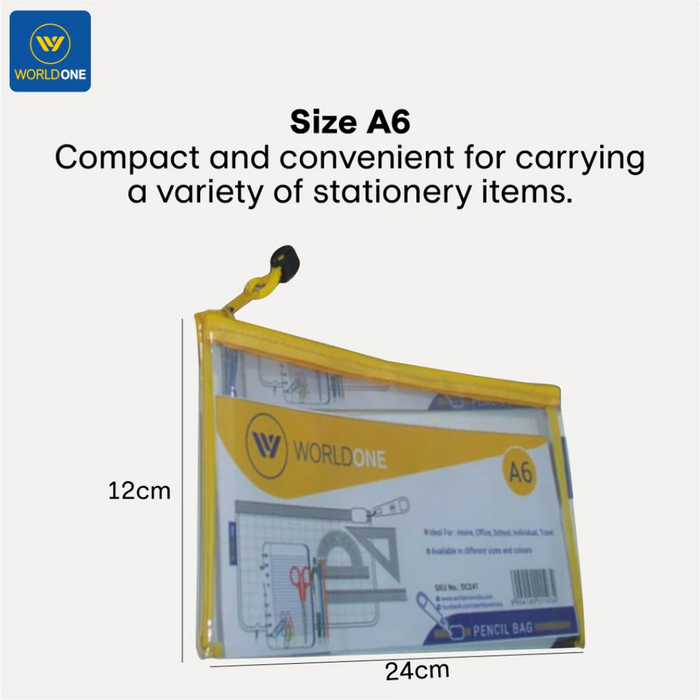 Worldone Multicolor Transparent Pencil Pouch with Zipper