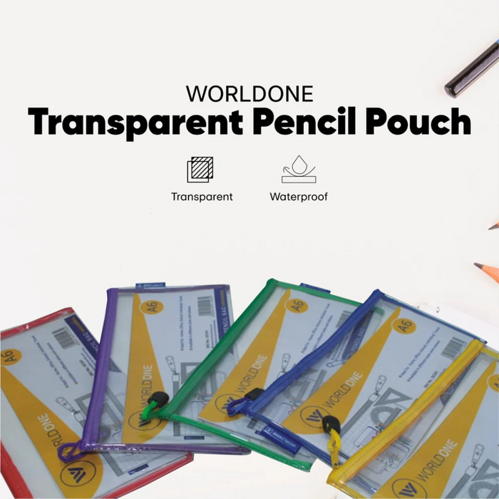 Worldone Multicolor Transparent Pencil Pouch with Zipper