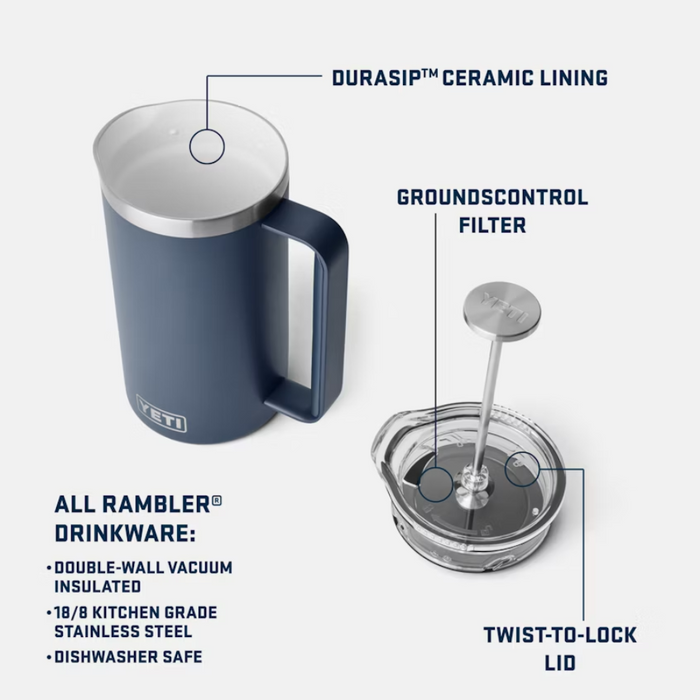 YETI RAMBLER 34oz FRENCH PRESS [CLR:NAVY]