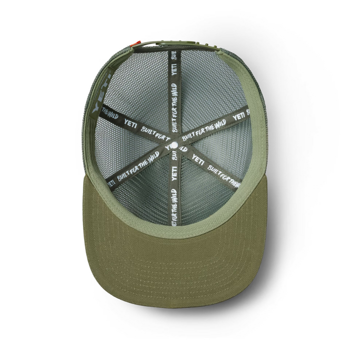 YETI VELCRO BADGE FLAT BRIM MESH HAT OLIVE