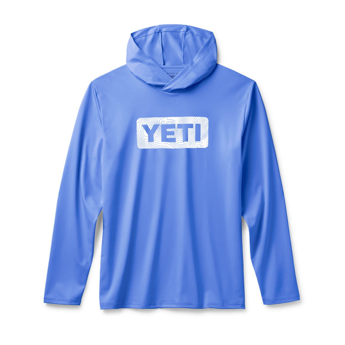 YETI WAVE LOGO BADGE HOODED LS SHIRT